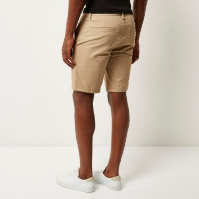 Brown slim fit chino shorts